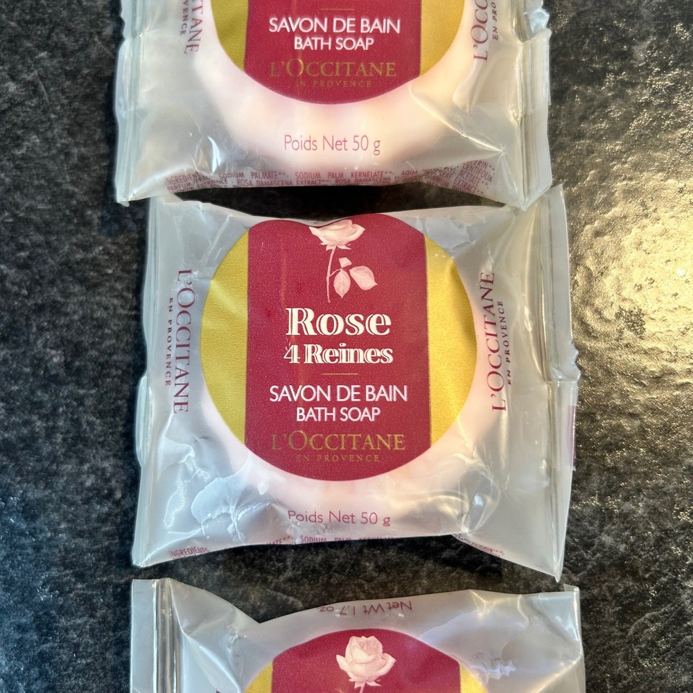 3- L'Occitane ROSE 4 REINES Bath Soap Discs‎ 2.25" 50g DISCONTINUED